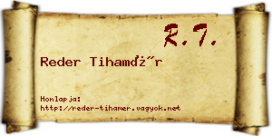 Reder Tihamér névjegykártya