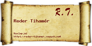 Reder Tihamér névjegykártya